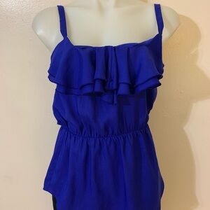 A New York Blue Ruffle Blouse